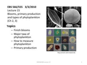 EBS 566/555 Lecture 14: Phytoplankton Functional