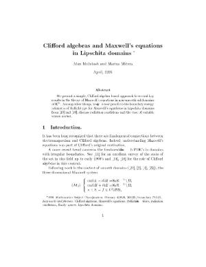 Clifford Algebras and Maxwell's Equations in Lipschitz Domains *