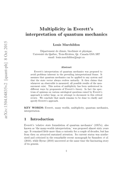 Multiplicity in Everett's Interpretation of Quantum Mechanics