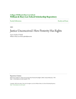Justice Unconceived: How Posterity Has Rights Aaron-Andrew P
