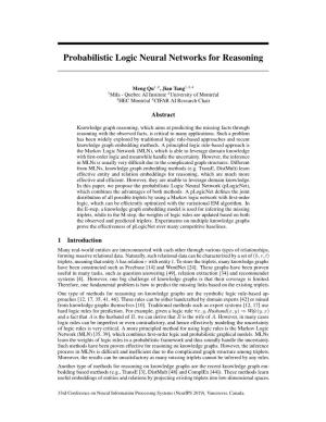 Probabilistic Logic Neural Networks for Reasoning