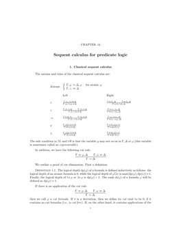Sequent Calculus for Predicate Logic