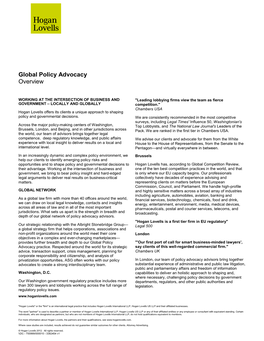 Global Policy Advocacy Overview