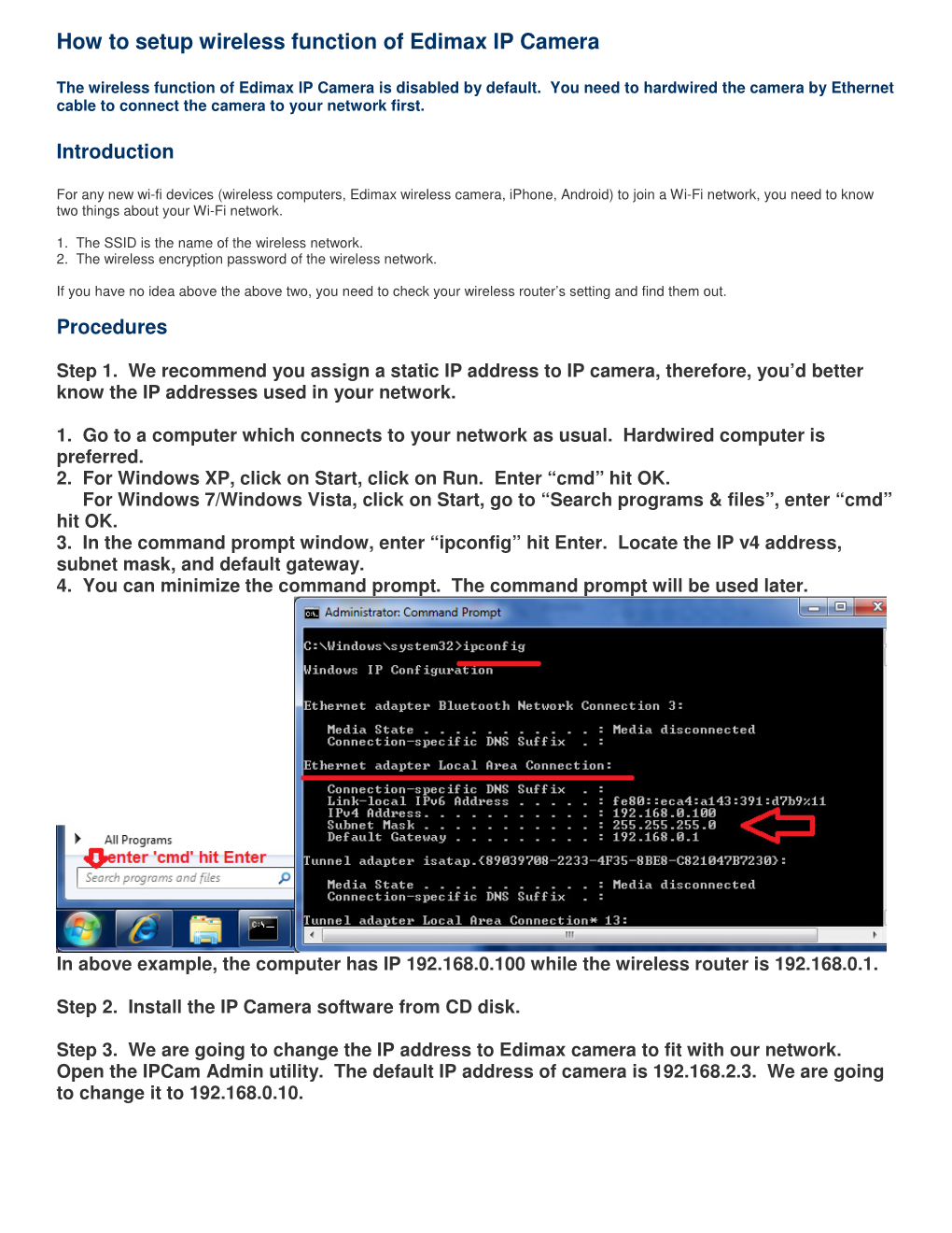 How to Setup Wireless Function of Edimax IP Camera