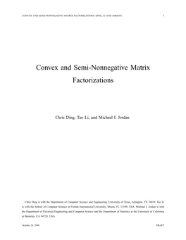 Convex and Semi-Nonnegative Matrix Factorizations: Ding, Li and Jordan 1