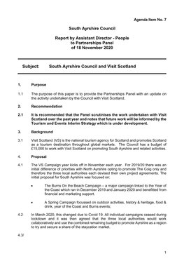 Subject: South Ayrshire Council and Visit Scotland