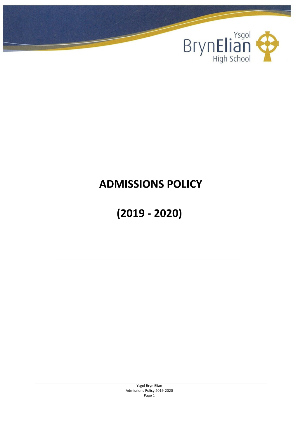 Admissions Policy 2019-2020 Page 1