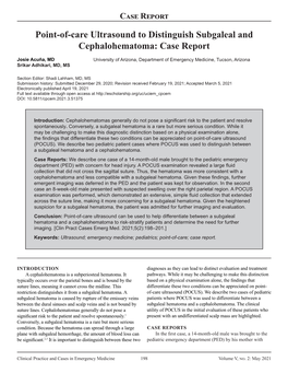 Point-Of-Care Ultrasound to Distinguish Subgaleal and Cephalohematoma: Case Report