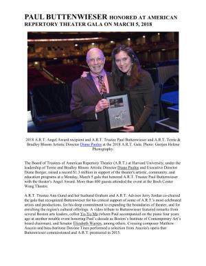 Paul Buttenwieser Honored at American Repertory Theater Gala on March 5, 2018
