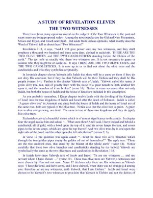 A Study of Revelation Eleven the Two Witnesses