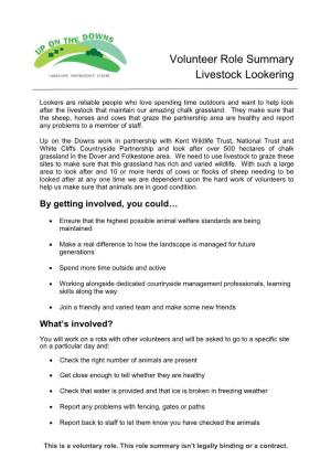 Volunteer Role Summary Livestock Lookering