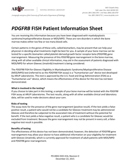 PDGFRB FISH Patient Information Sheet
