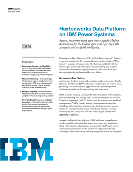 Hortonworks Data Platform on IBM Power Systems