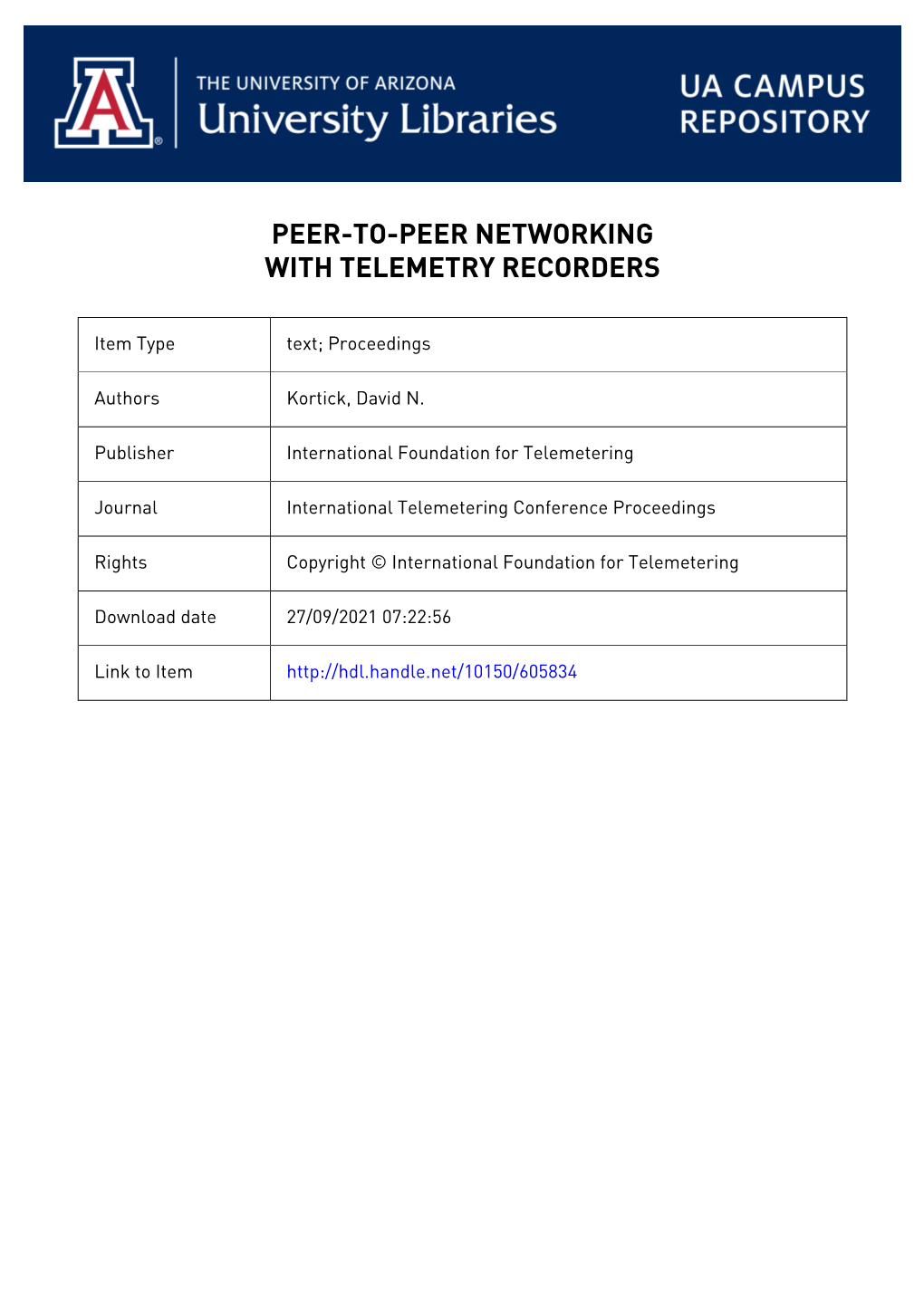 Peer-To-Peer Networking with Telemetry Recorders