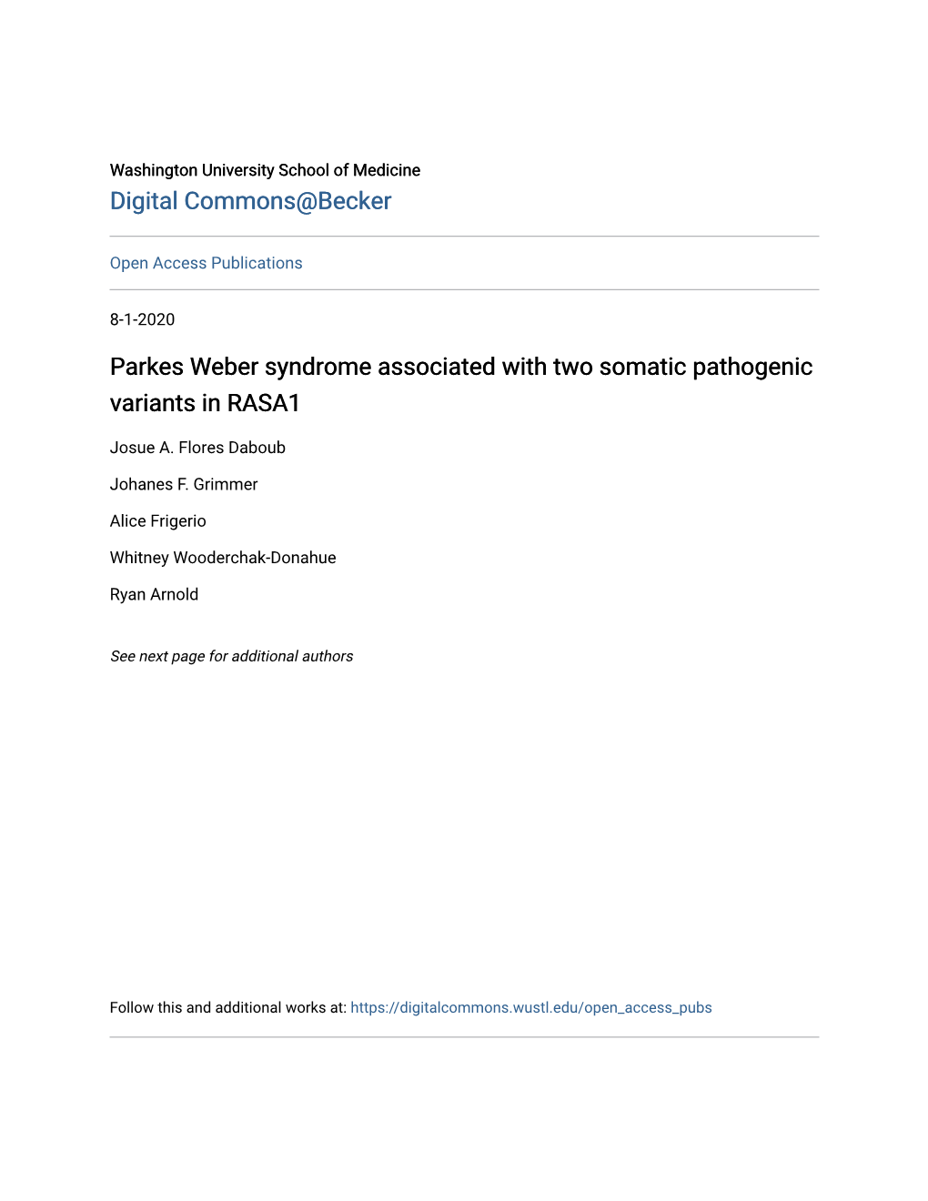 Parkes Weber Syndrome Associated with Two Somatic Pathogenic Variants in RASA1