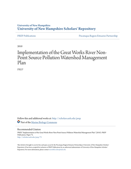 Implementation of the Great Works River Non-Point Source Pollution Watershed Management Plan" (2010)