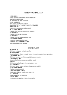 Cocktail List