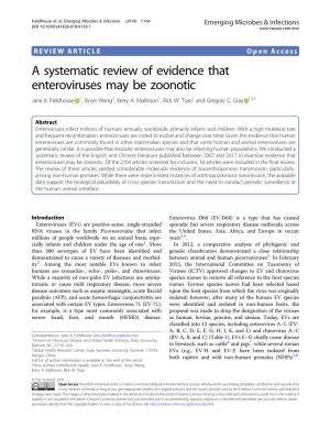 A Systematic Review of Evidence That Enteroviruses May Be Zoonotic Jane K