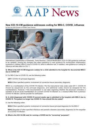 New ICD-10-CM Guidance Addresses Coding for MIS-C, COVID, Influenza by from the AAP Division of Health Care Finance