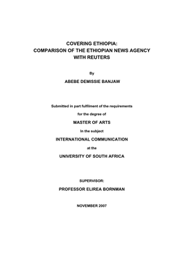 Comparison of the Ethiopian News Agency with Reuters