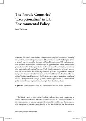 The Nordic Countries' 'Exceptionalism' in EU