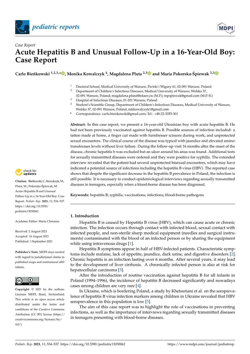 Acute Hepatitis B and Unusual Follow-Up in a 16-Year-Old Boy: Case Report