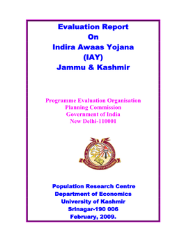 Evaluation Report on Indira Awaas Yojana (IAY) Jammu & Kashmir