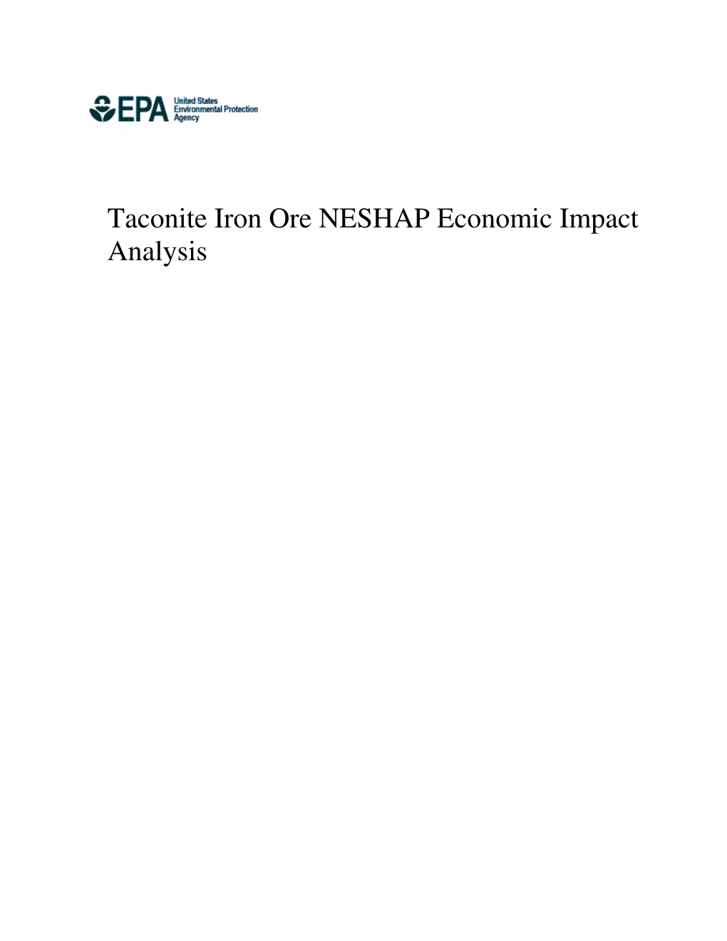 Taconite Iron Ore NESHAP Economic Impact Analysis EPA-452/R-03-015 August 2003