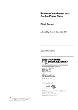 Review of South-East Area Golden Plains Shire Final Report