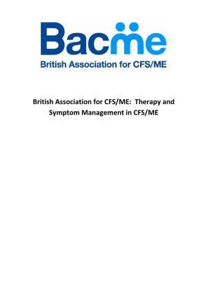 Therapy and Symptom Management in CFS/ME