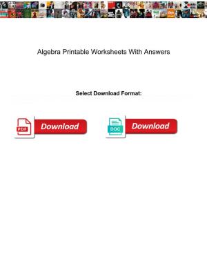Algebra Printable Worksheets with Answers