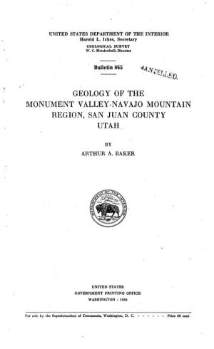Geology of the Monument Valley-Navajo Mountain Region, San Juan County Utah