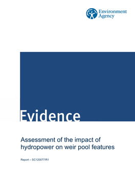 Assessment of the Impact of Hydropower on Weir Pool Features