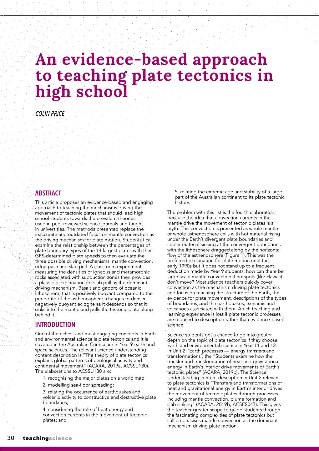 An Evidence-Based Approach to Teaching Plate Tectonics in High School