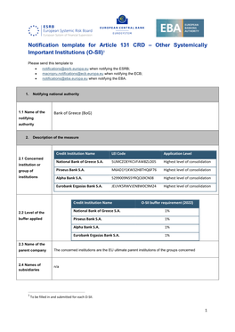 Other Systemically Important Institutions (O-SII)1