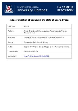 Industrialization of Cashew in the State of Ceara, Brazil
