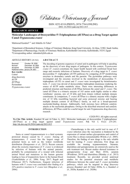 Molecular Landscapes of Deoxyuridine 5'-Triphosphatase (Dutpase) As a Drug Target Against Camel Trypanosoma Evansi