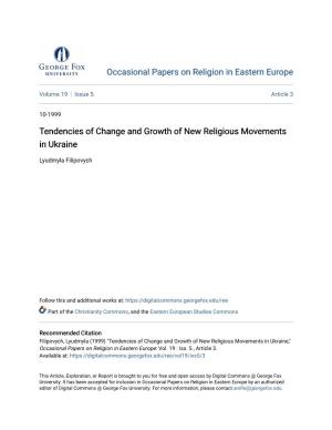 Tendencies of Change and Growth of New Religious Movements in Ukraine