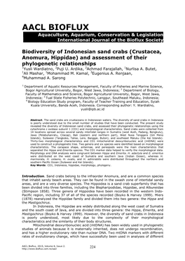 AACL BIOFLUX Aquaculture, Aquarium, Conservation & Legislation International Journal of the Bioflux Society