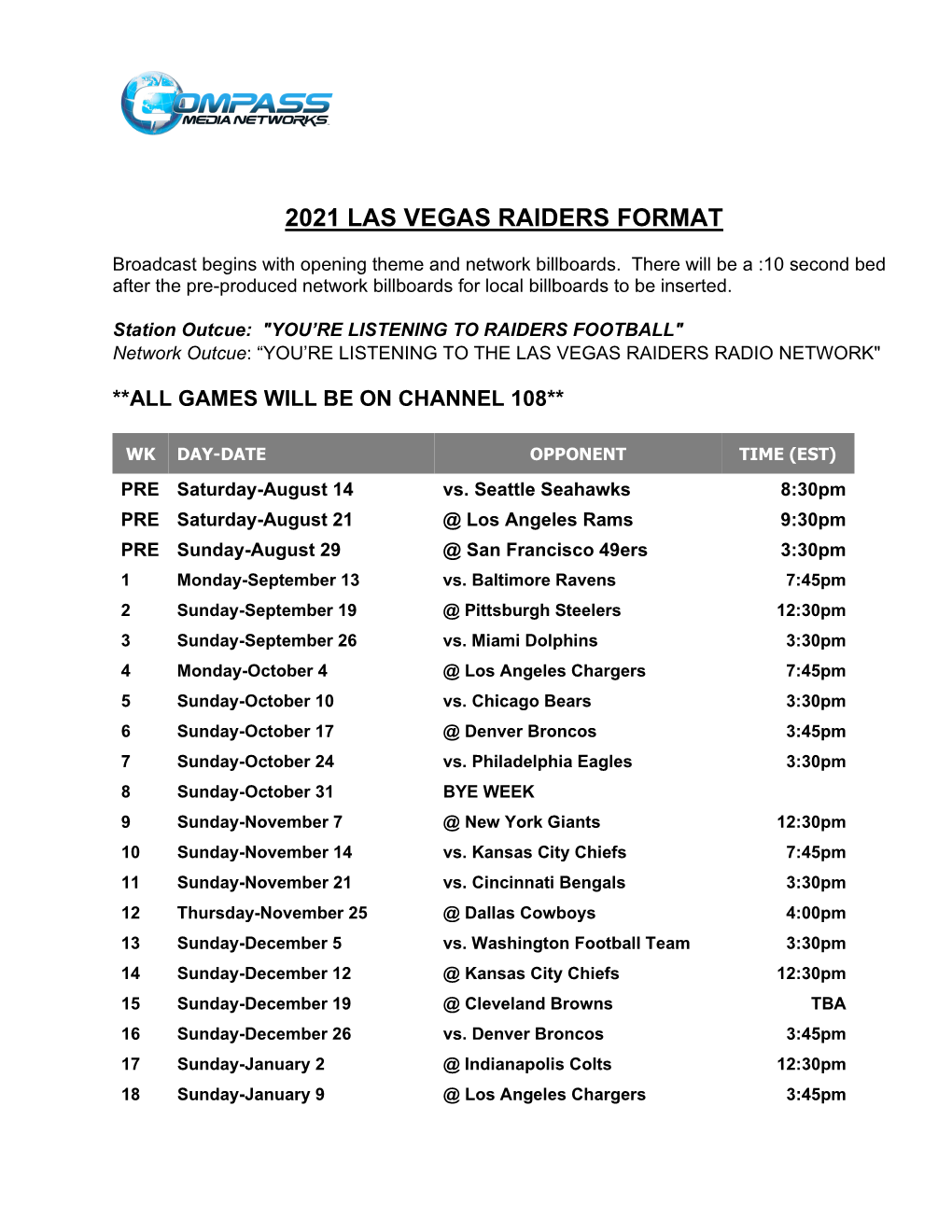 2021 Las Vegas Raiders Format DocsLib