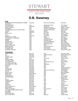 D.B. Sweeney Theatrical Resume