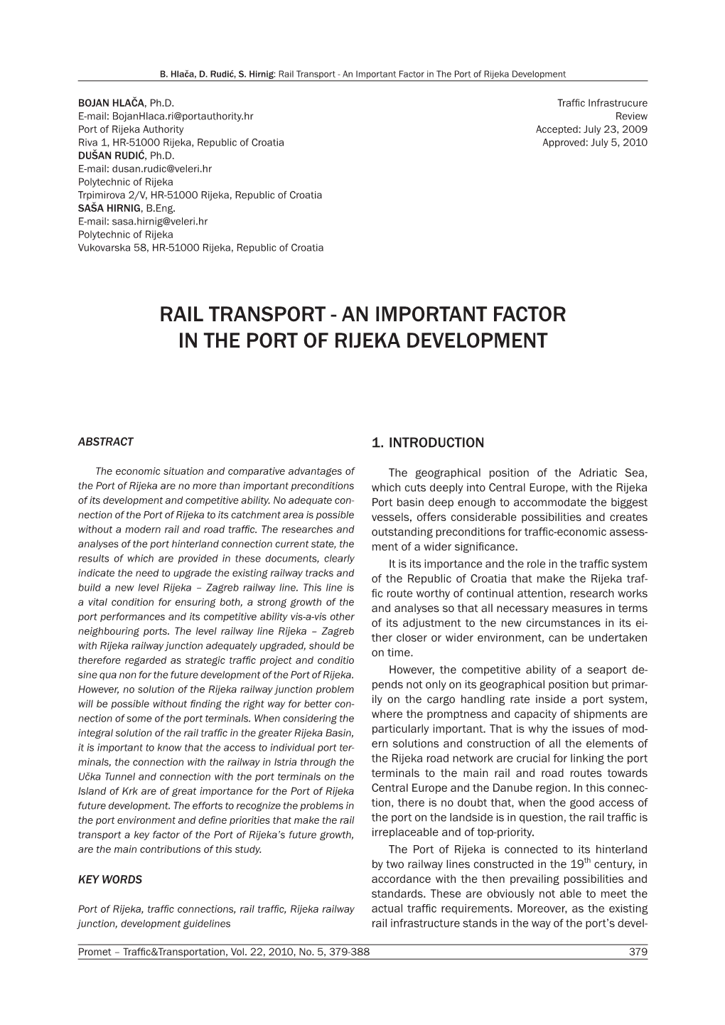 Rail Transport - an Important Factor in the Port of Rijeka Development