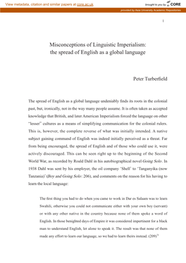 Misconceptions of Linguistic Imperialism: the Spread of English As a Global Language