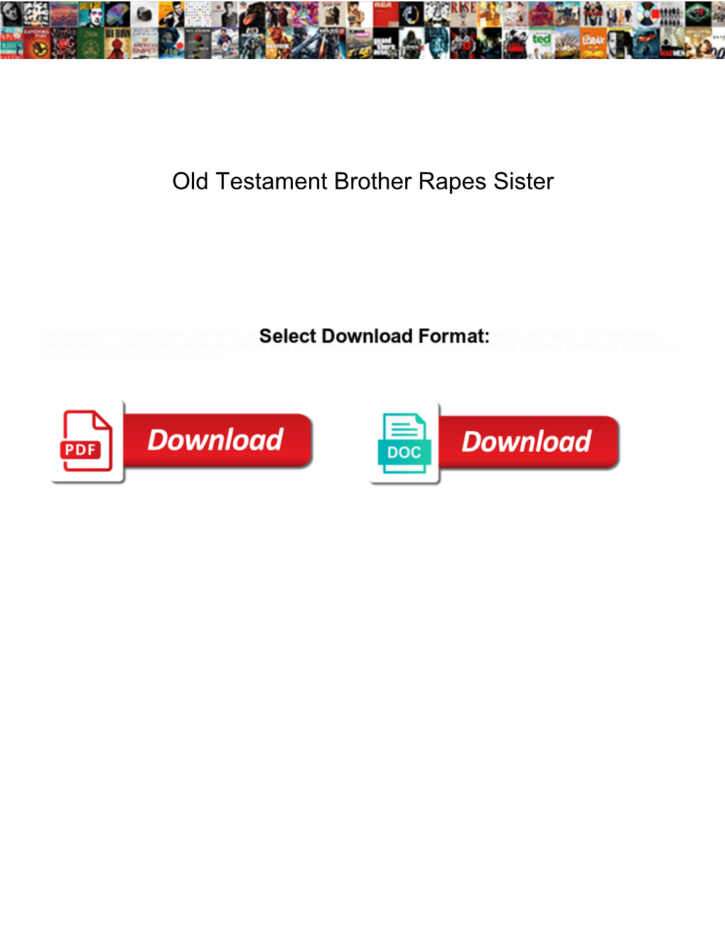 Old Testament Brother Rapes Sister