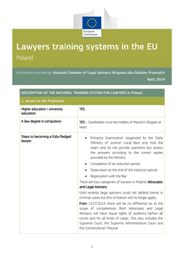 Lawyers Training Systems in the EU Poland