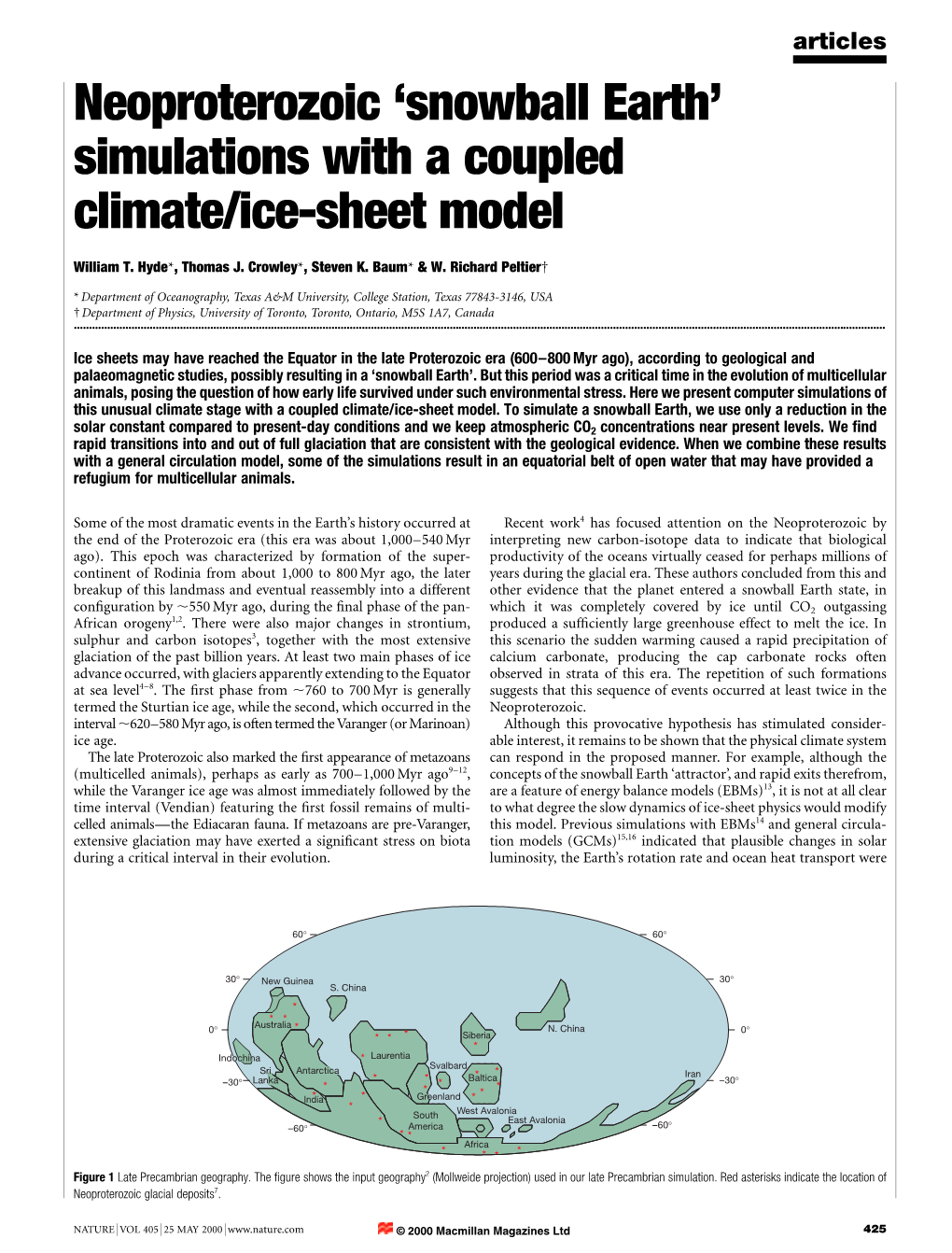 Snowball Earth' Simulations with a Coupled Climate/Ice-Sheet Model