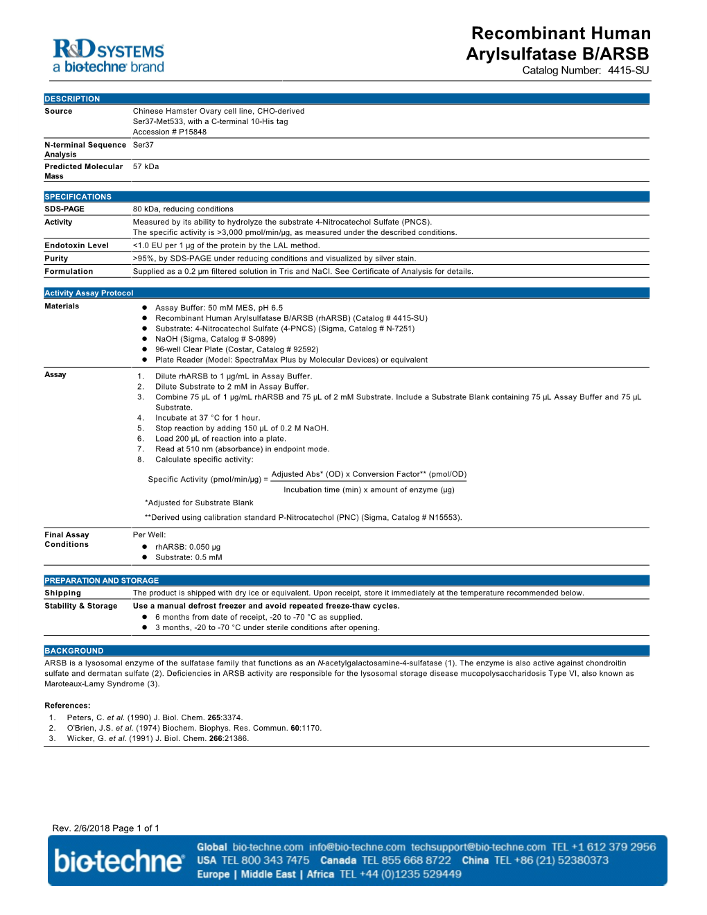 Recombinant Human Arylsulfatase B/ARSB