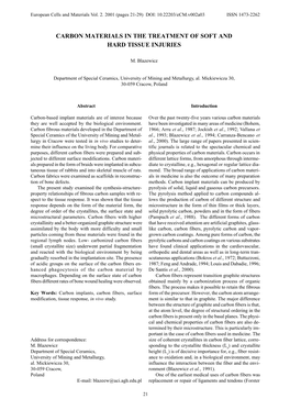 Carbon Materials in the Treatment of Soft and Hard Tissue Injuries