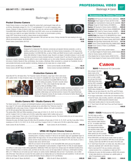 PROFESSIONAL VIDEO 327 800-947-1175 | 212-444-6675 Blackmagic • Canon