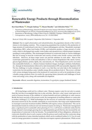 Renewable Energy Products Through Bioremediation of Wastewater
